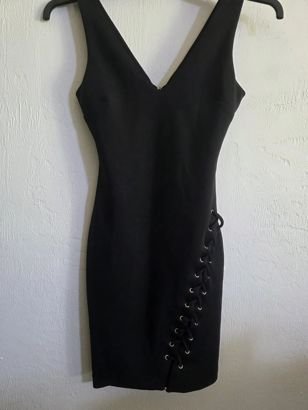 GUESS Los Angeles Black Side Lace Up Mini Dress - Edgy LBD Bodycon